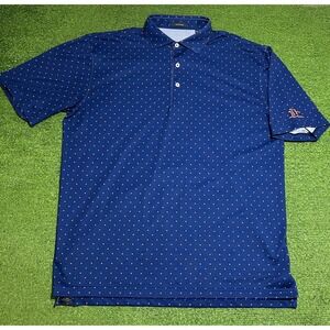 Turtleson Performance Golf Polo Shirt LG MINT blue Orange Polka Dot AOP
